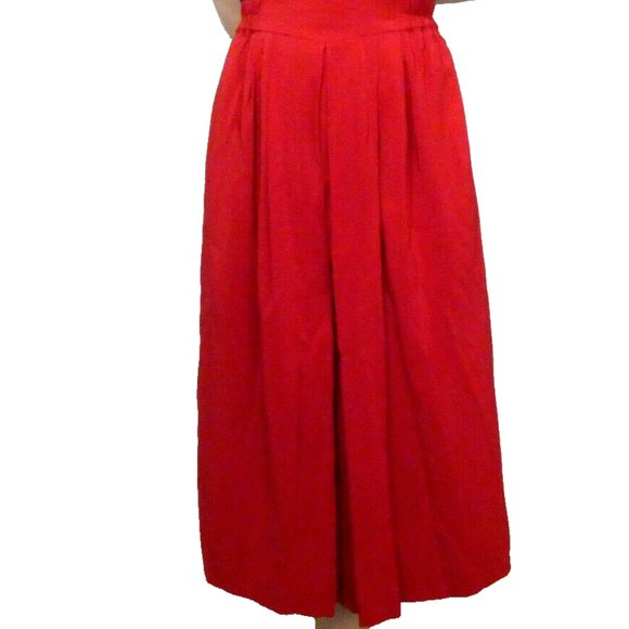 Red Long Skirt 100% SILK Vintage Made in Hong Kong Pockets Omanti Womens Size 6 - Picture 3 of 9